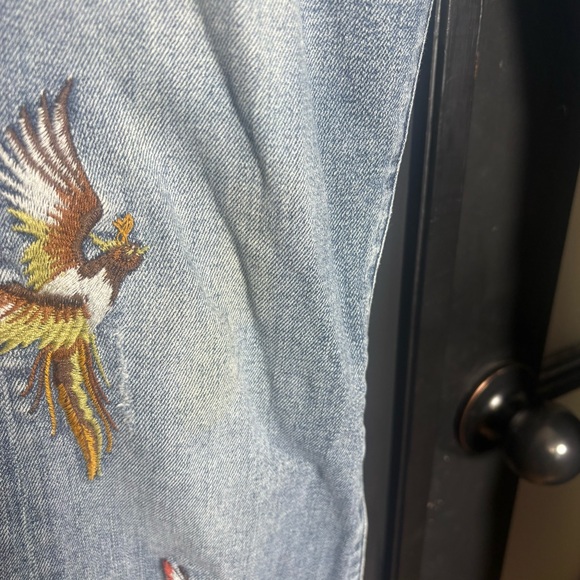 MM Vintage Embroidered Butterfly Floral Jeans Size 26 Boho Denim - Picture 12 of 16